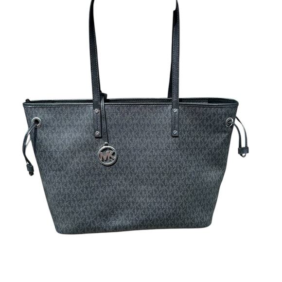 Michael Kors Black MK Logo Jet Set Travel Tote - Picture 5 of 12